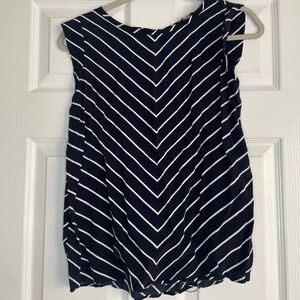 Chic Navy and White Striped Blouse